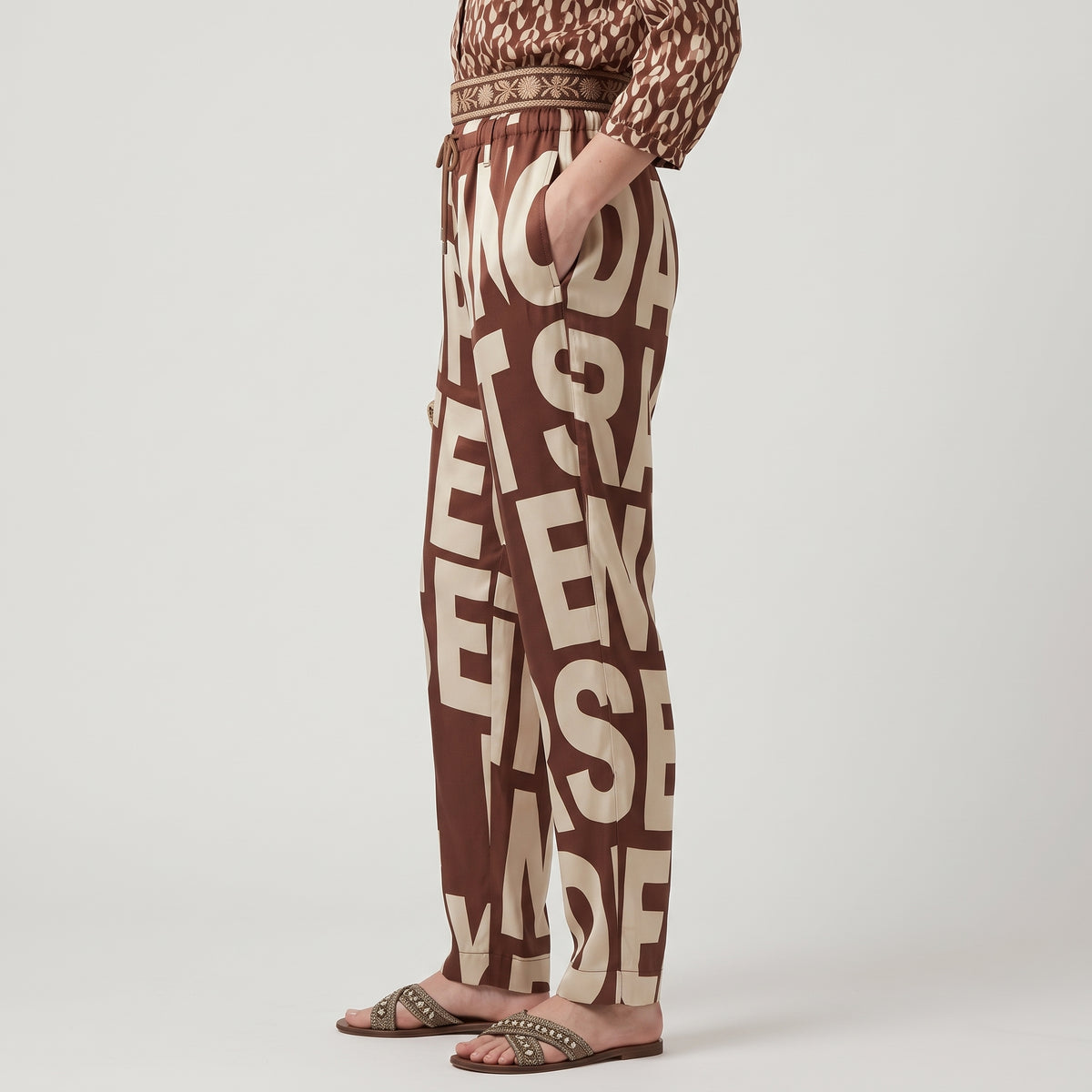 DRIES VAN NOTEN Graphic Print Drawstring Trousers - view 4