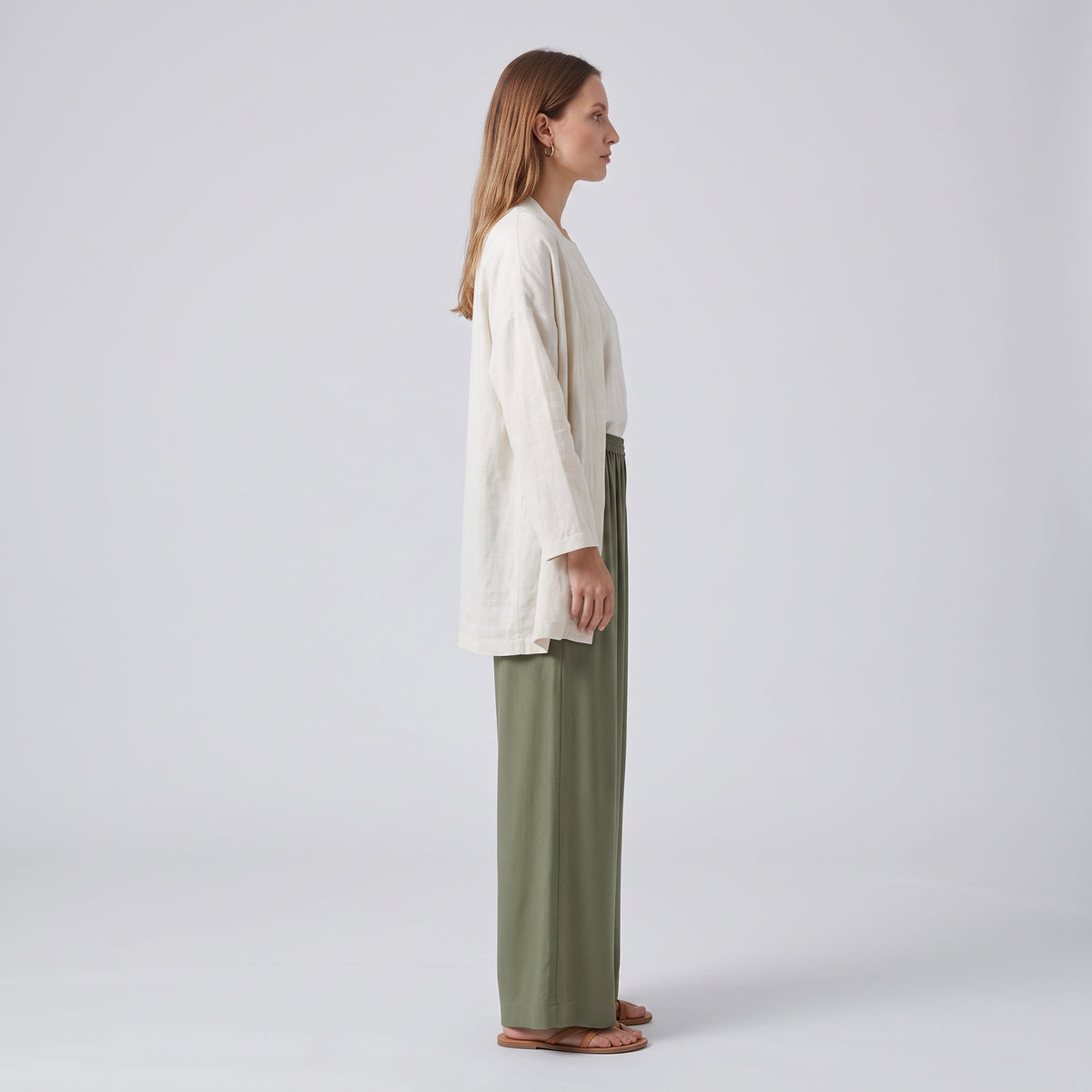 Dark Olive Wide Leg Trousers