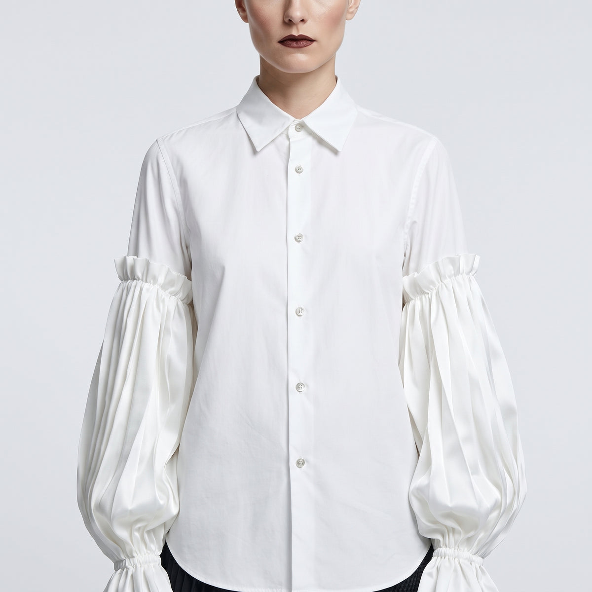 NOIR KEI NINOMIYA Pleated Balloon Sleeve White Blouse - view 2