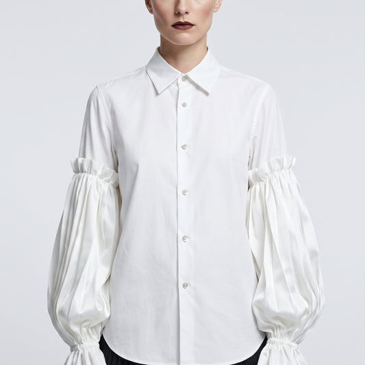 NOIR KEI NINOMIYA Pleated Balloon Sleeve White Blouse - view 2