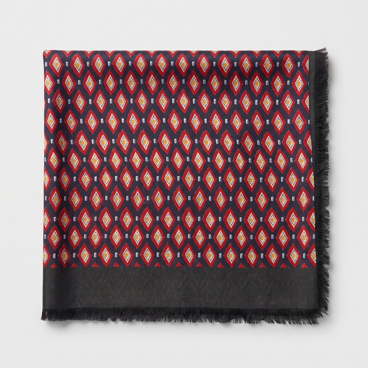 Diamond Pattern Fringed Silk Stole
