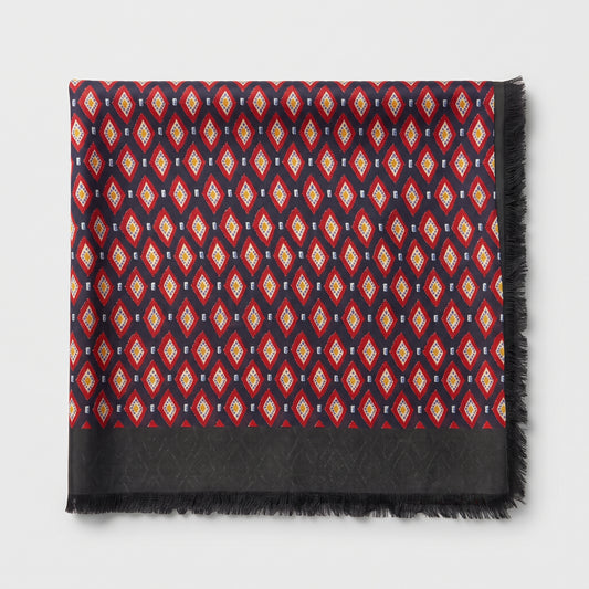 Diamond Pattern Fringed Silk Stole