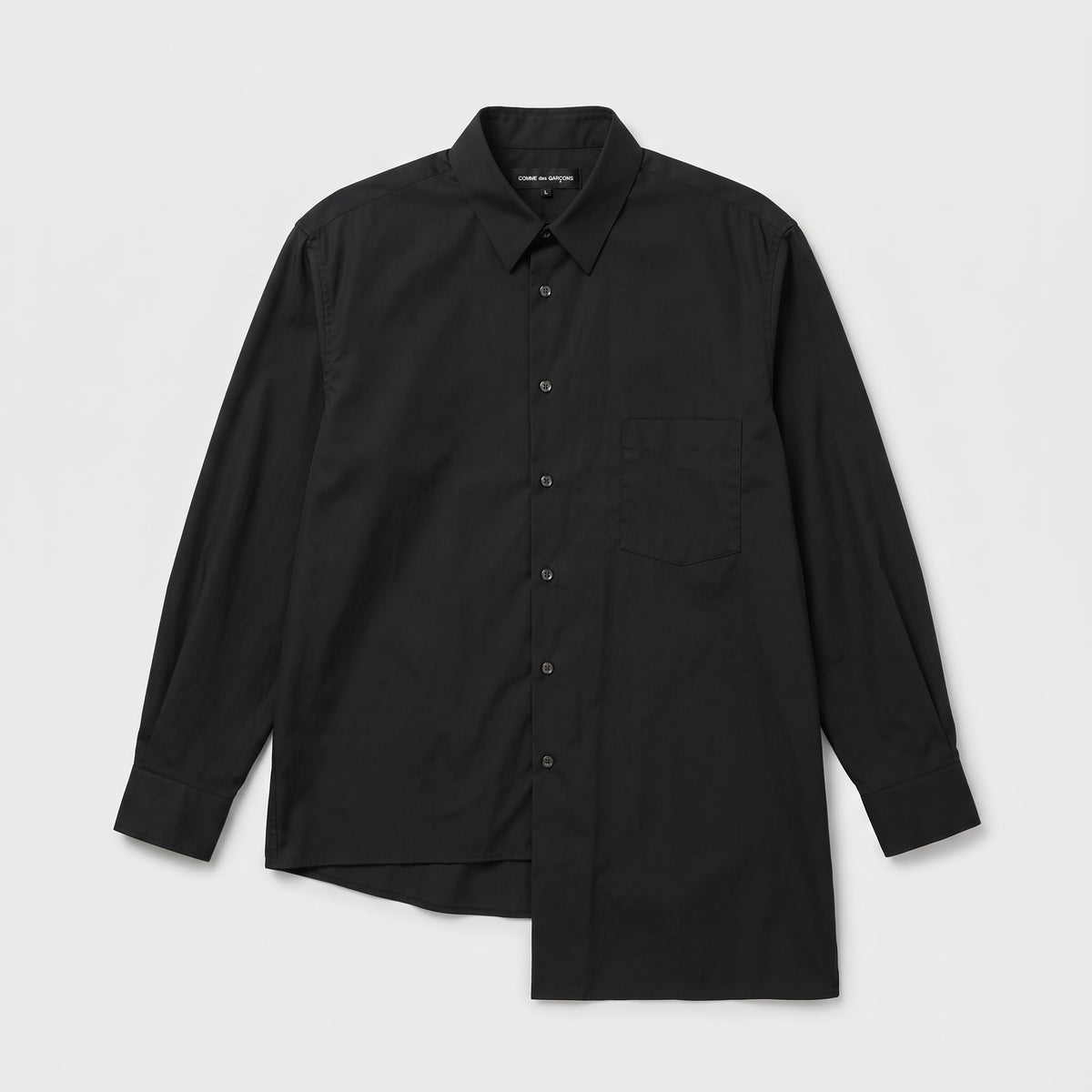 COMME DES GARCONS Asymmetric Hem Cotton Black Shirt