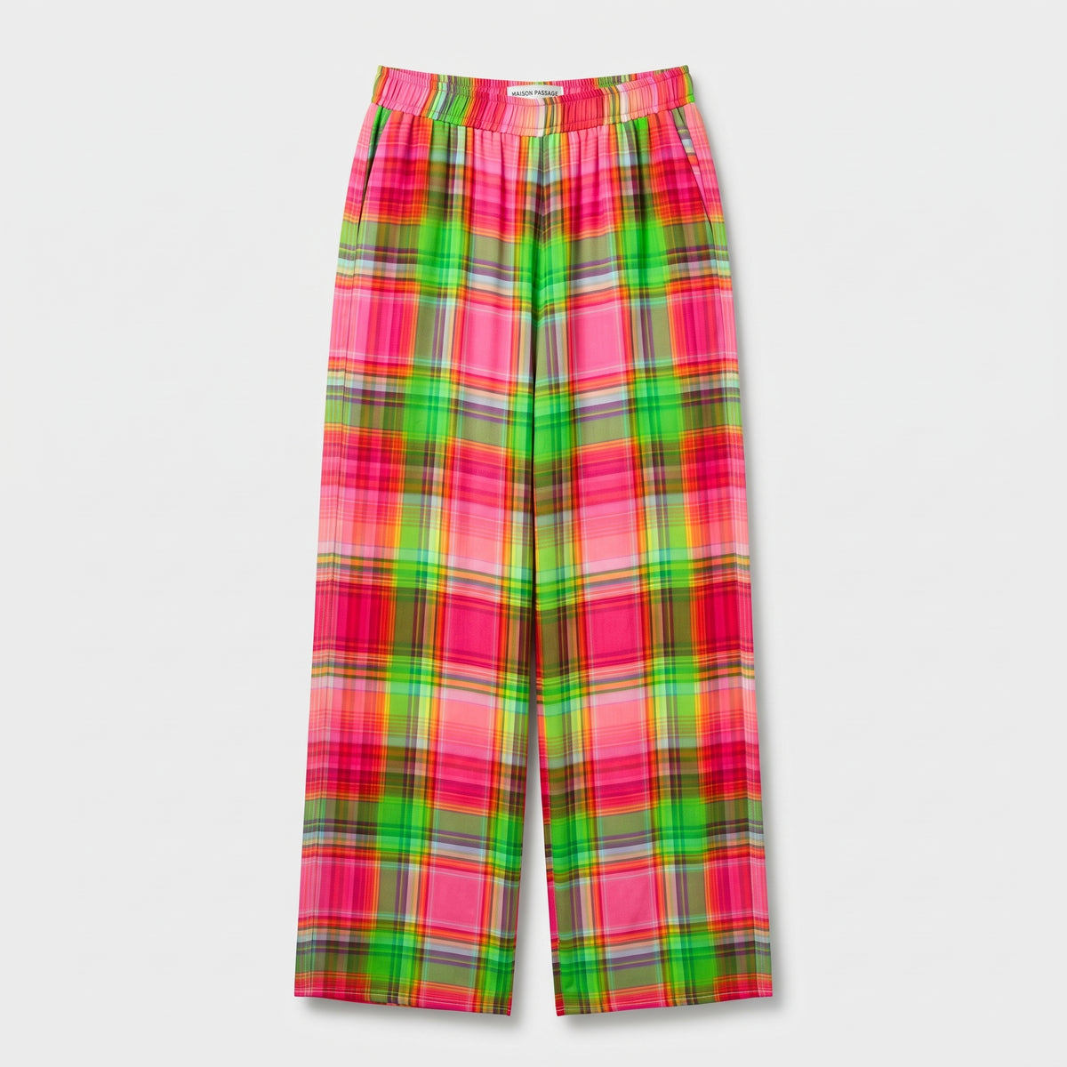 MAISON PASSAGE Vibrant Plaid Wide-Leg Pants