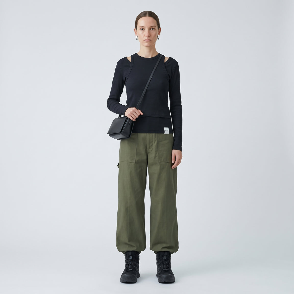 Ribbed Cut-Out Long Sleeve Top