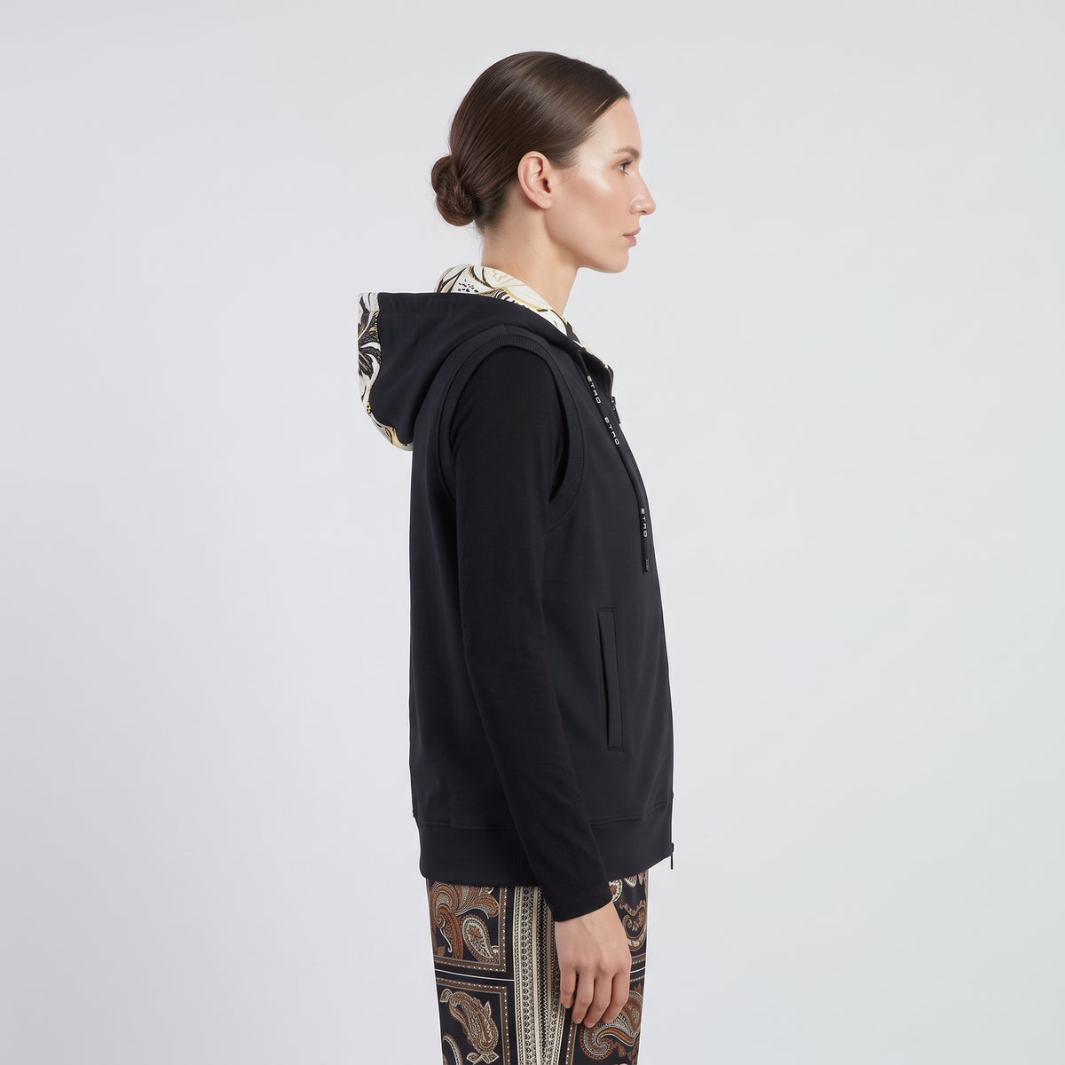 ETRO Hooded Zip Up Cotton Vest - view 5