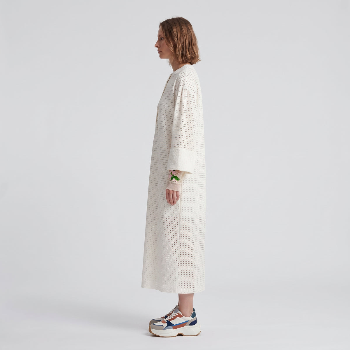 NATASHA ZINKO White Eyelet Openwork Shift Dress - view 5