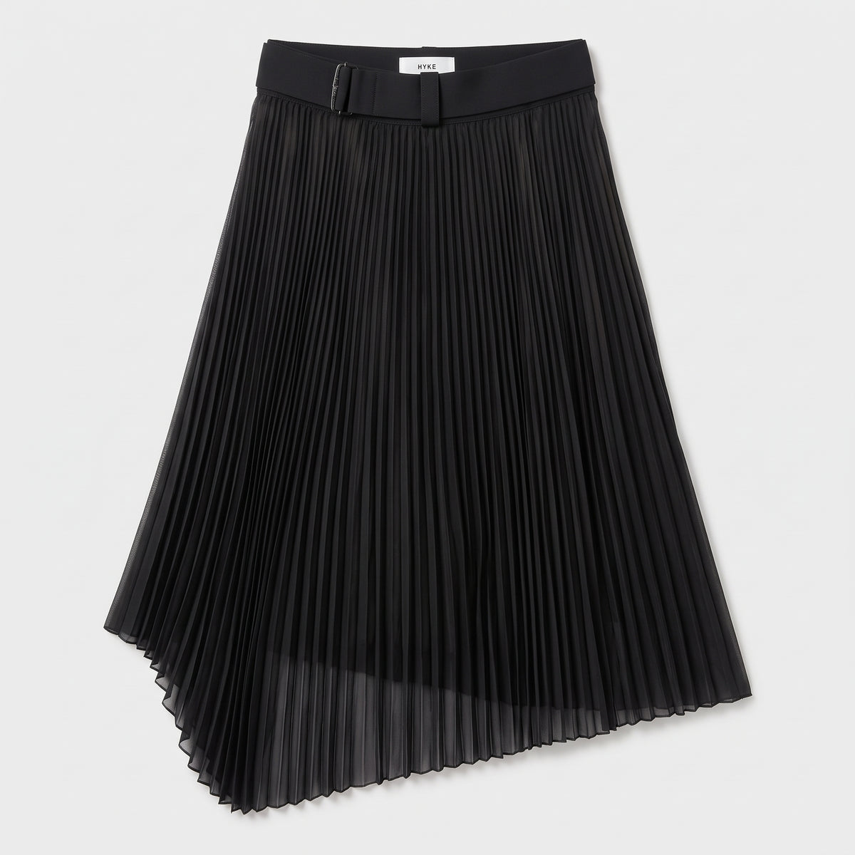 Belted Asymmetric Pleated Skirt