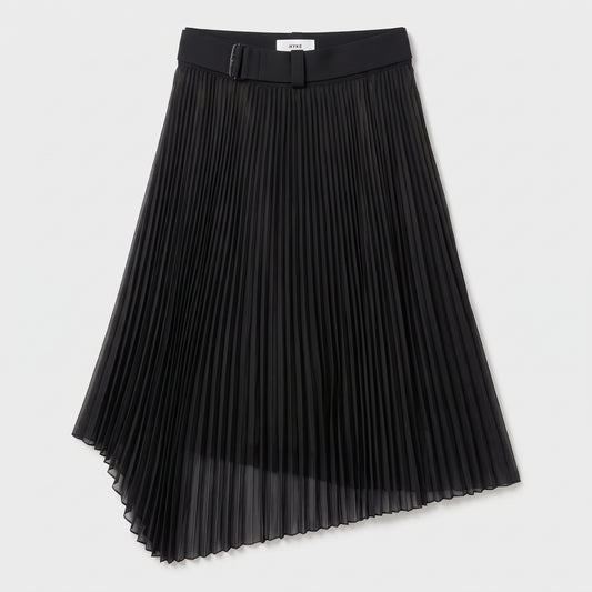 Belted Asymmetric Pleated Skirt