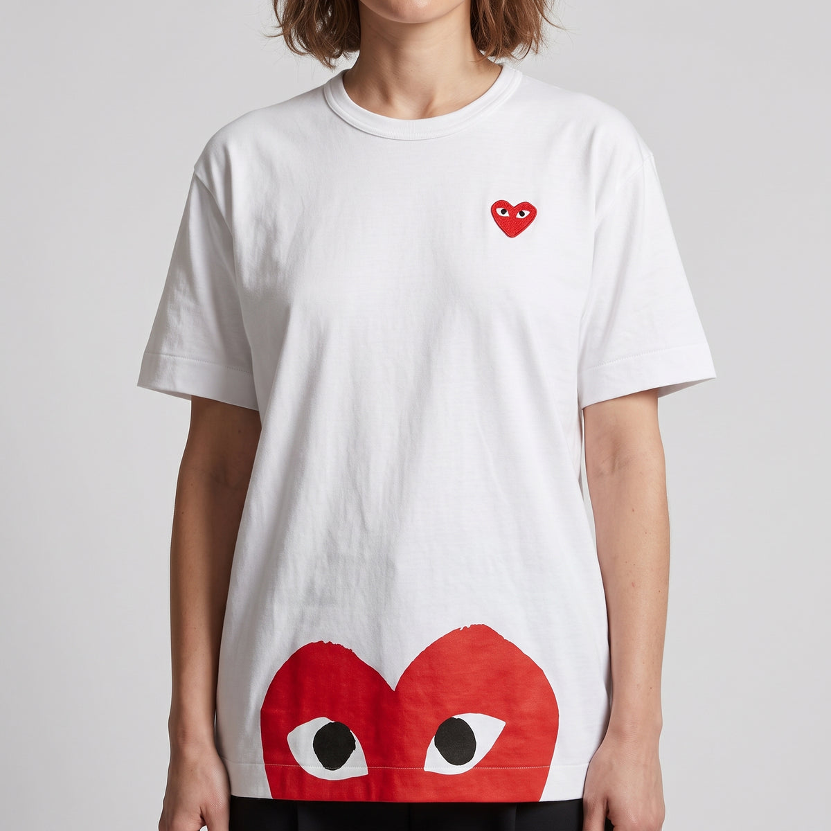 PLAY COMME DES GARCONS White Cotton Heart T-Shirt - view 2