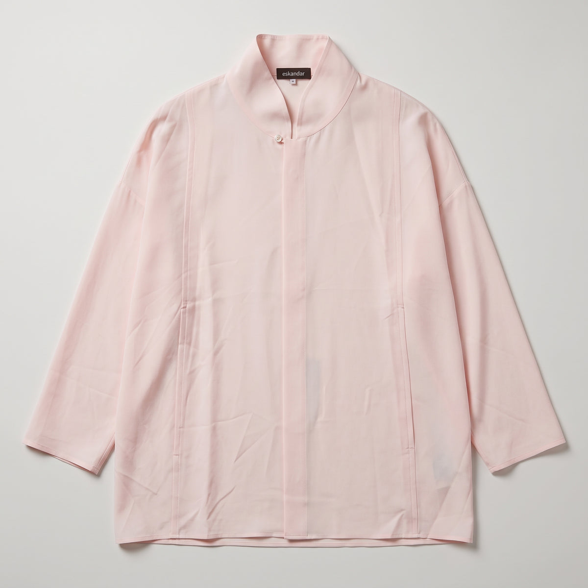 ESKANDAR Light Pink Mandarin Collar Shirt