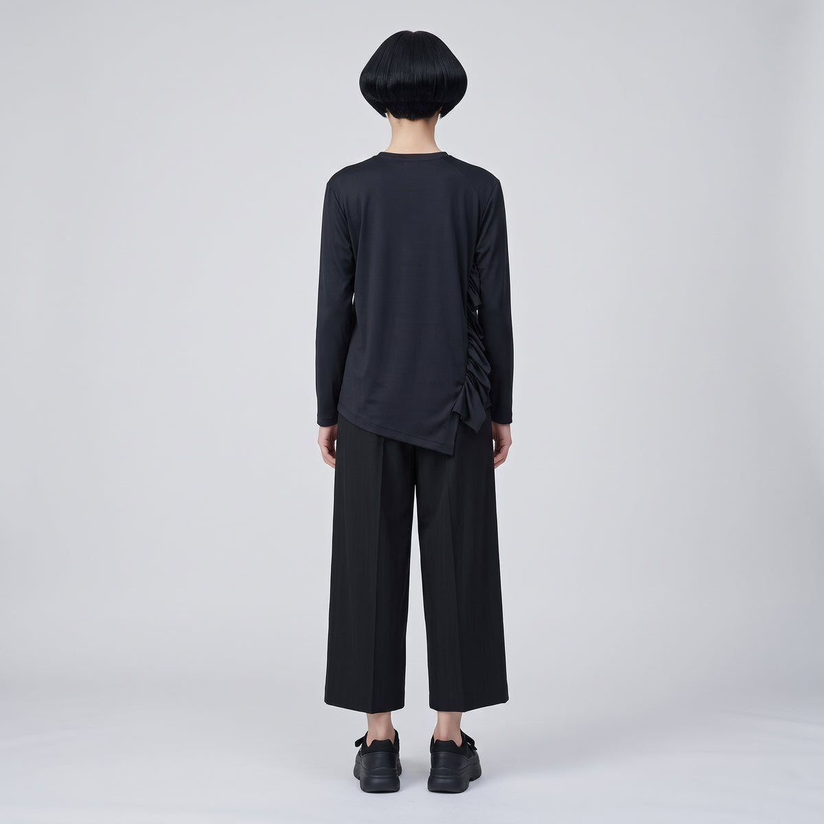Asymmetric Ruffle Long Sleeve Top