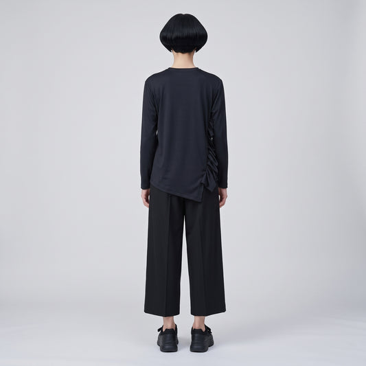 Asymmetric Ruffle Long Sleeve Top