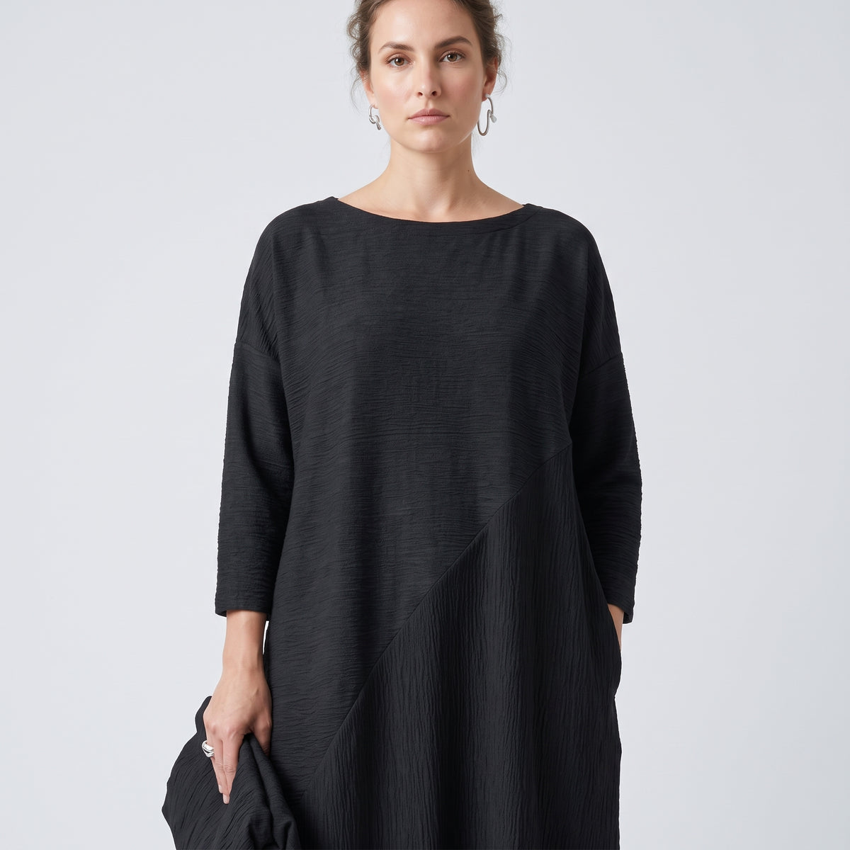 Asymmetric Textured Shift Dress
