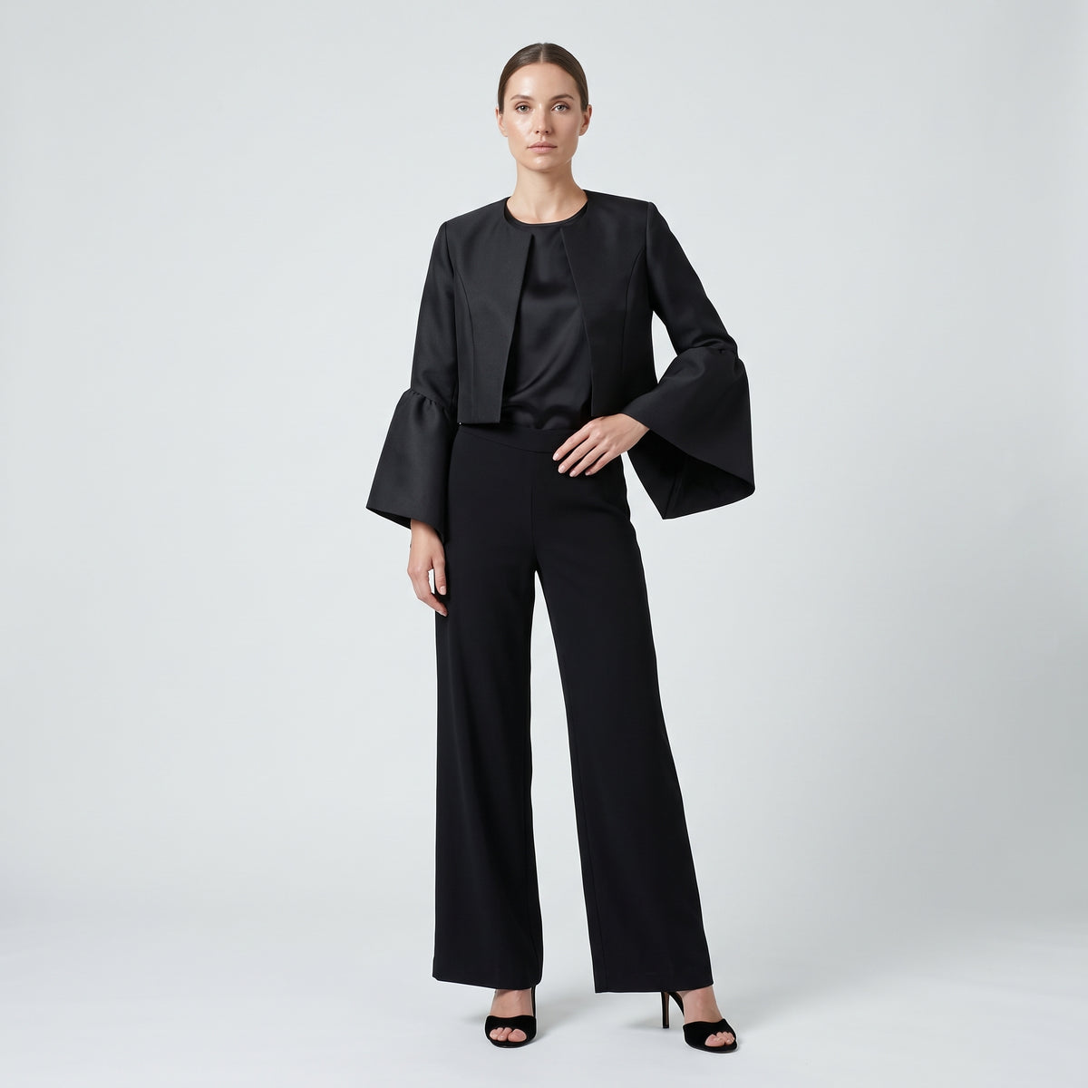 EDWARD ARSOUNI Elegant Bell Sleeve Cropped Bolero - view 3