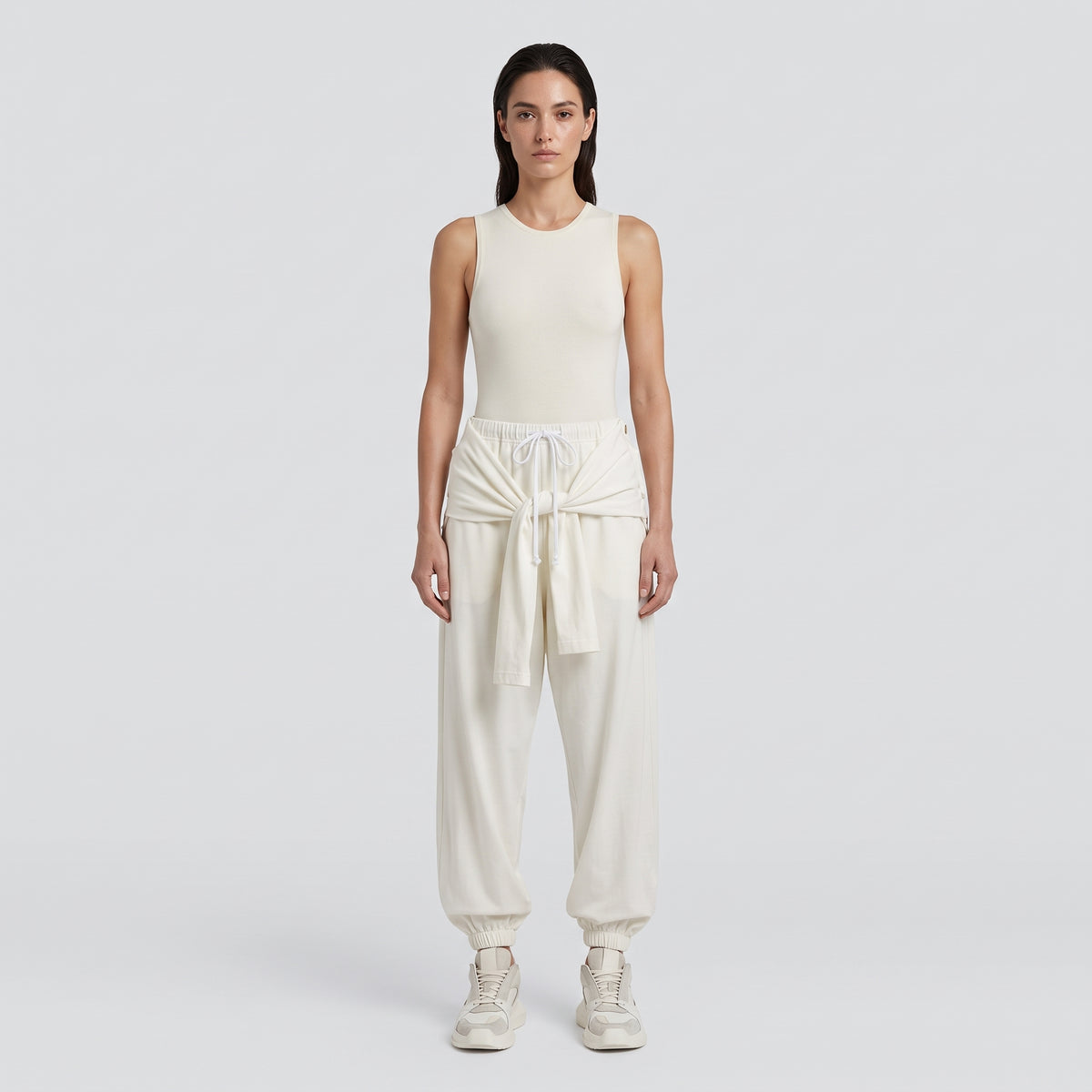 Draped Tie-Waist Sweatpants