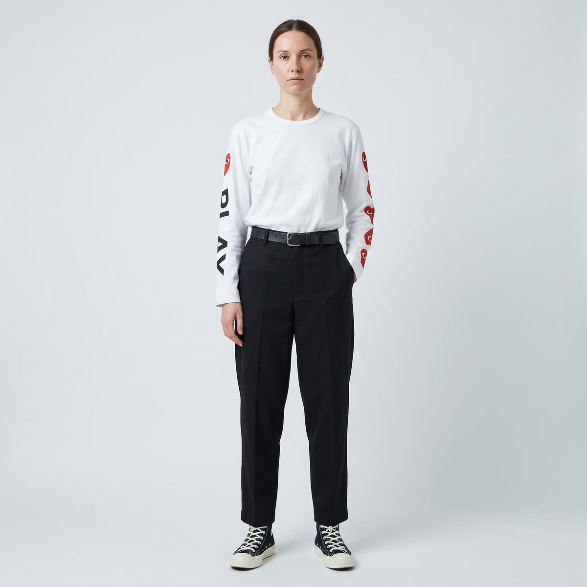 CDG PLAY Heart Graphic Long Sleeve T-Shirt - view 3