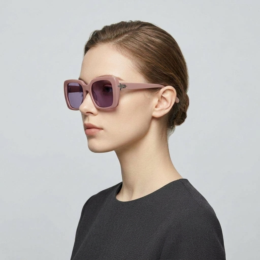 Retro Pink Square Sunglasses