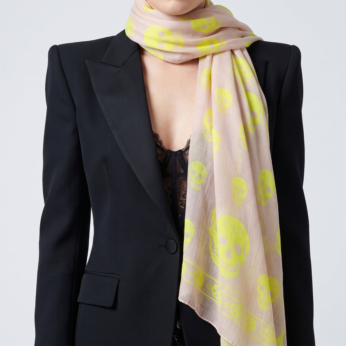 ALEXANDER MCQUEEN Skull Print Silk Scarf - view 6