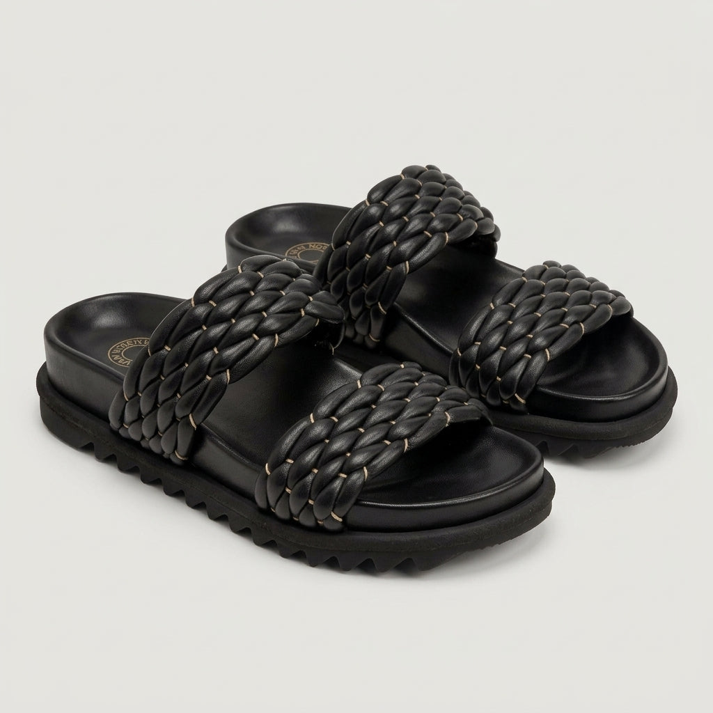 Chunky Braided Leather Slides