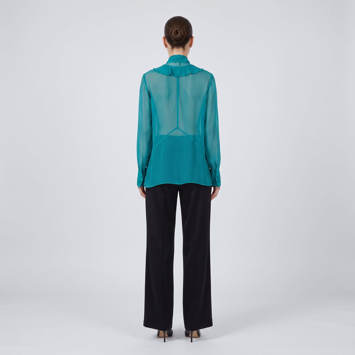 ALBERTA FERRETTI Sheer Ruffled Pussy-Bow Blouse - view 5