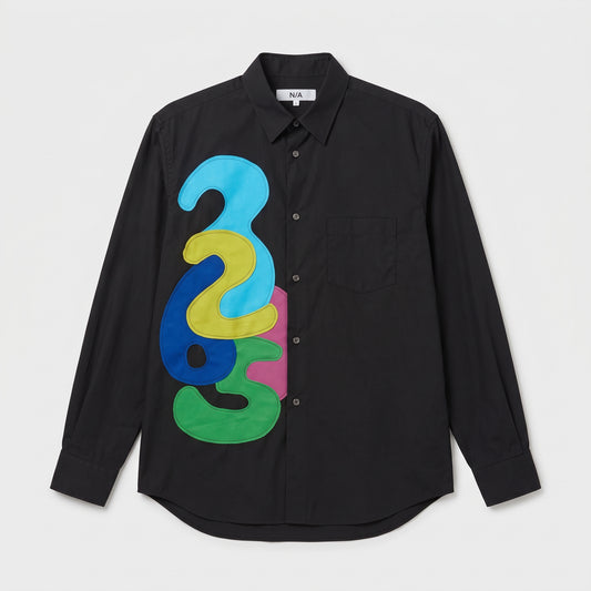 Graphic Appliqué Button-Down Shirt