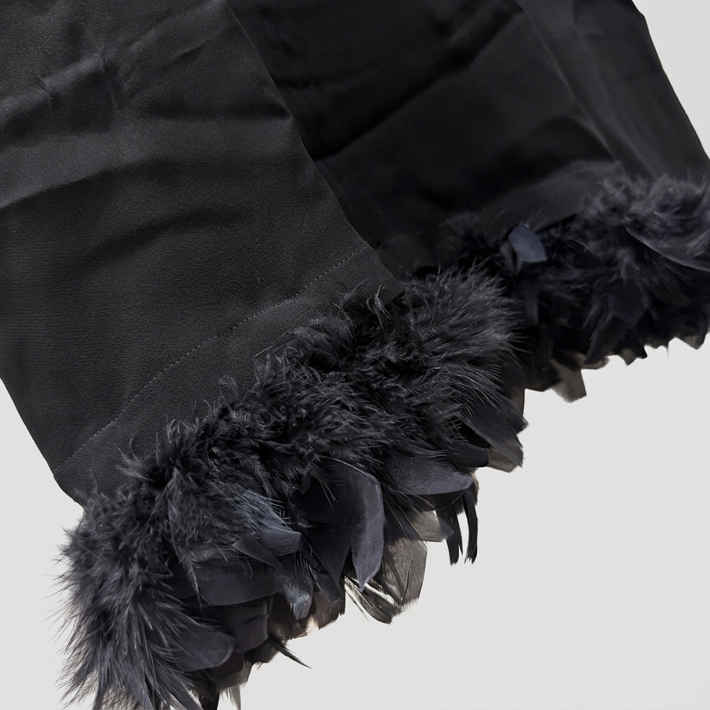 PLAN C Feather Hem Black Midi Dress - view 6
