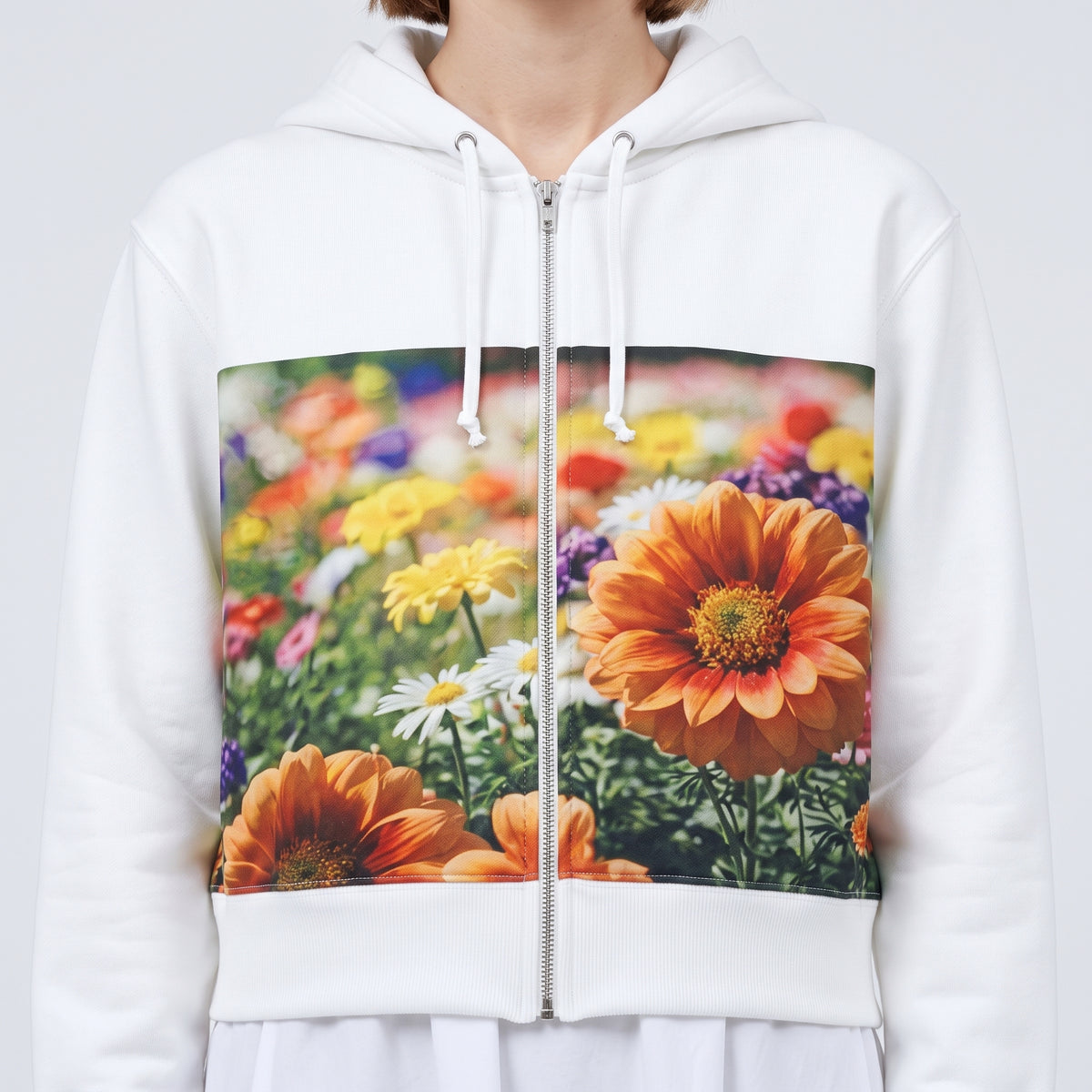 Floral Graphic Zip Up Hoodie