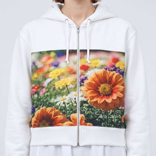 Floral Graphic Zip Up Hoodie