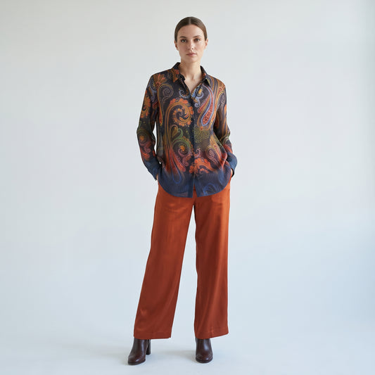 Multicolor Sheer Paisley Shirt