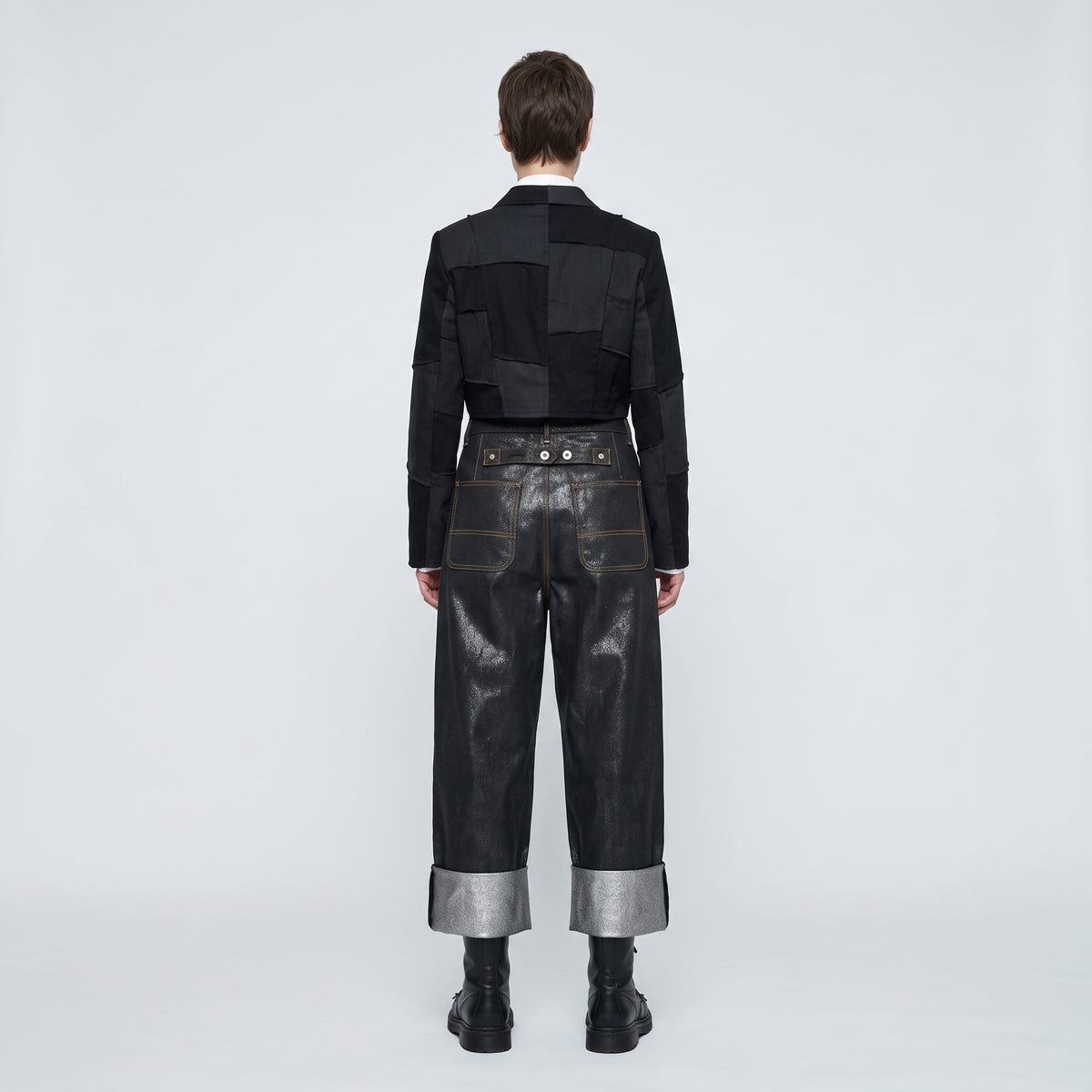 Metallic Cuff Wide Leg Trousers
