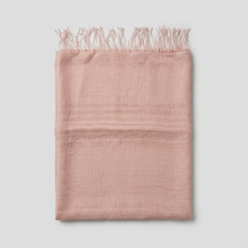 Lightweight Fringed Linen Scarf