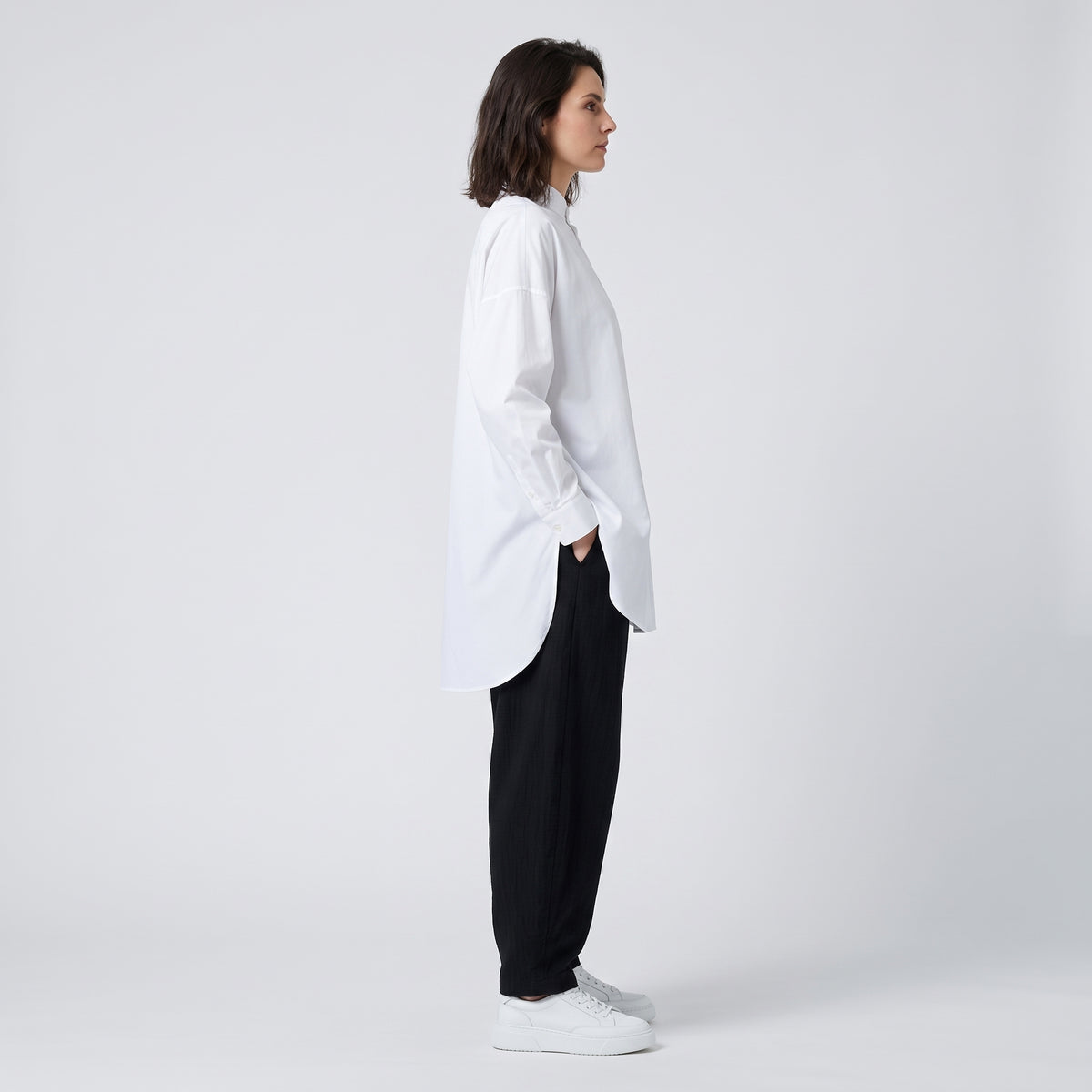 Oversized Mandarin Collar Shirt