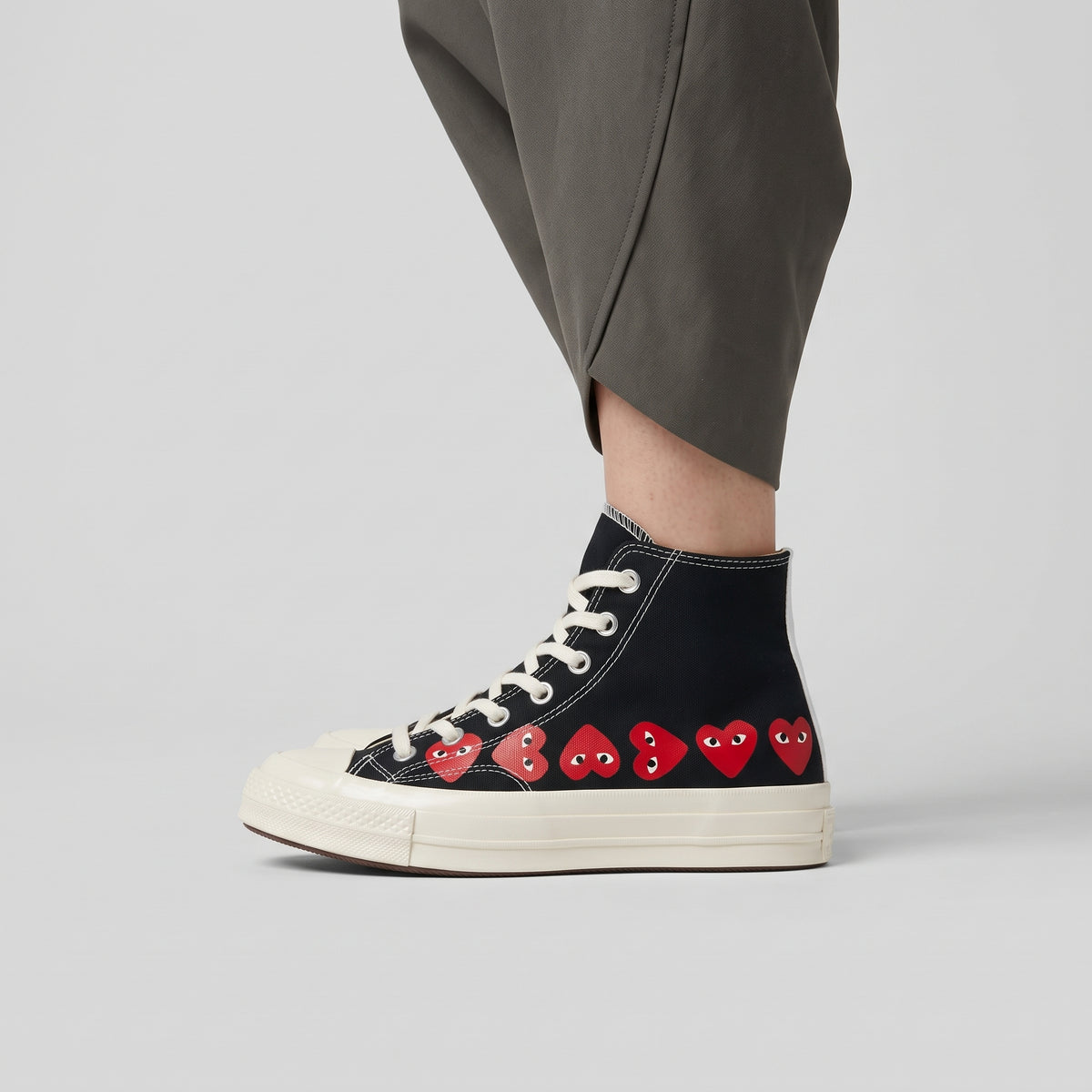 High Top Heart Print Sneakers