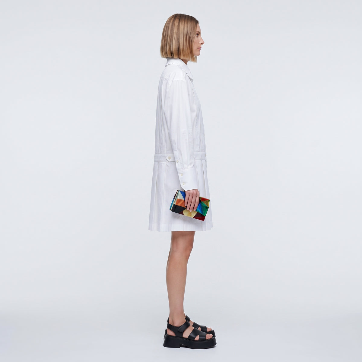 PLAN C White Pleated Cotton Jumpsuit - view 4