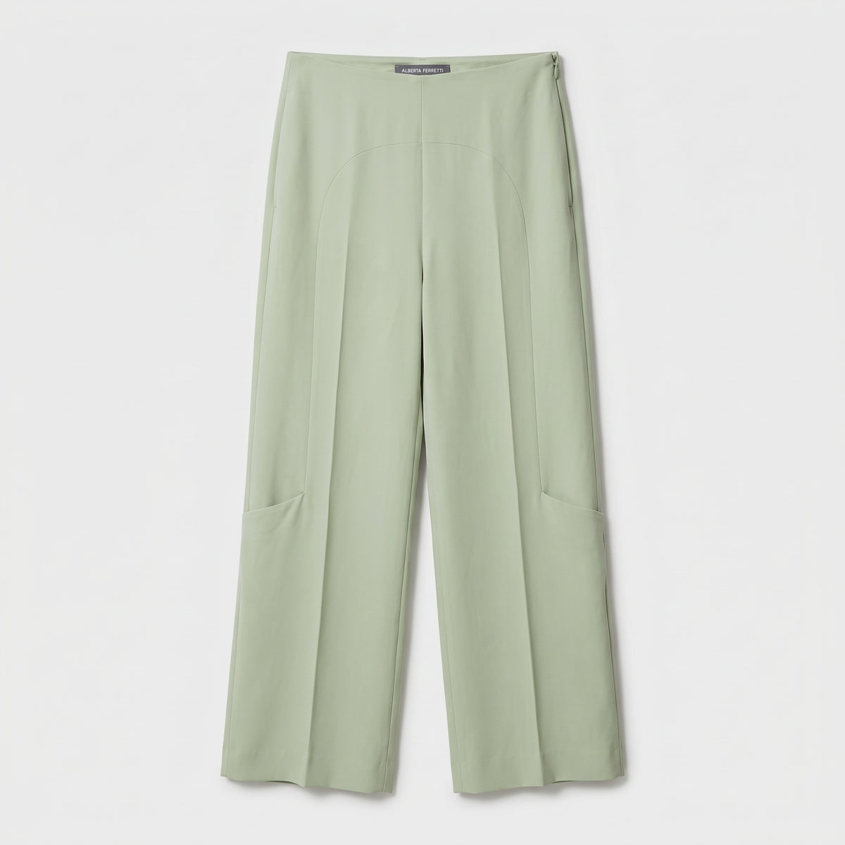 ALBERTA FERRETTI Sage Green Wide-Leg Trousers