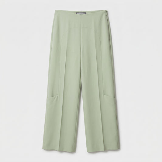 ALBERTA FERRETTI Sage Green Wide-Leg Trousers