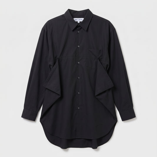 Black Drape Panel Cotton Shirt