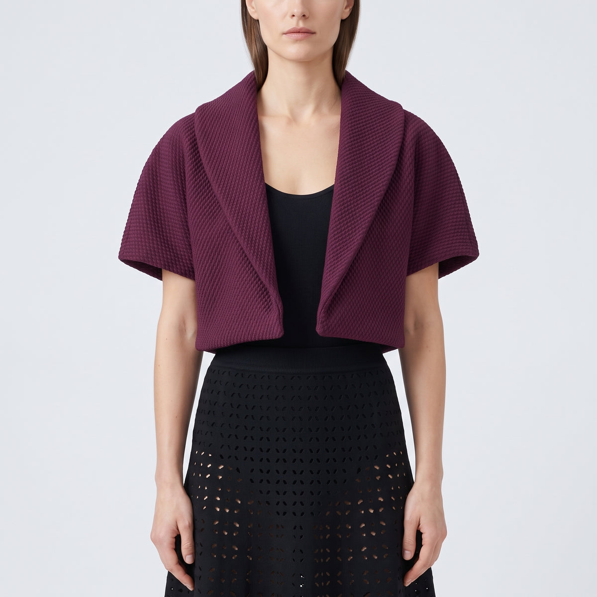 ALAIA Cropped Textured Knit Bolero Jacket - view 2