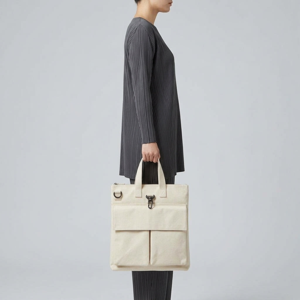 CDG SHIRT Ecru Canvas Utility Tote Bag - view 2