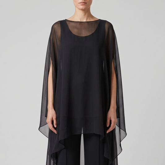 Elegant Draped Cape Jumpsuit