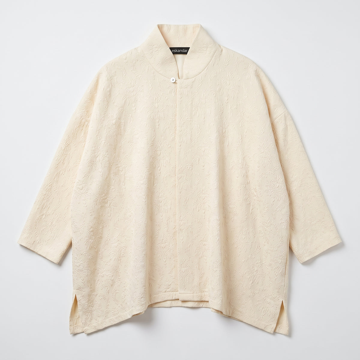 Textured High Collar Oversized Shirt