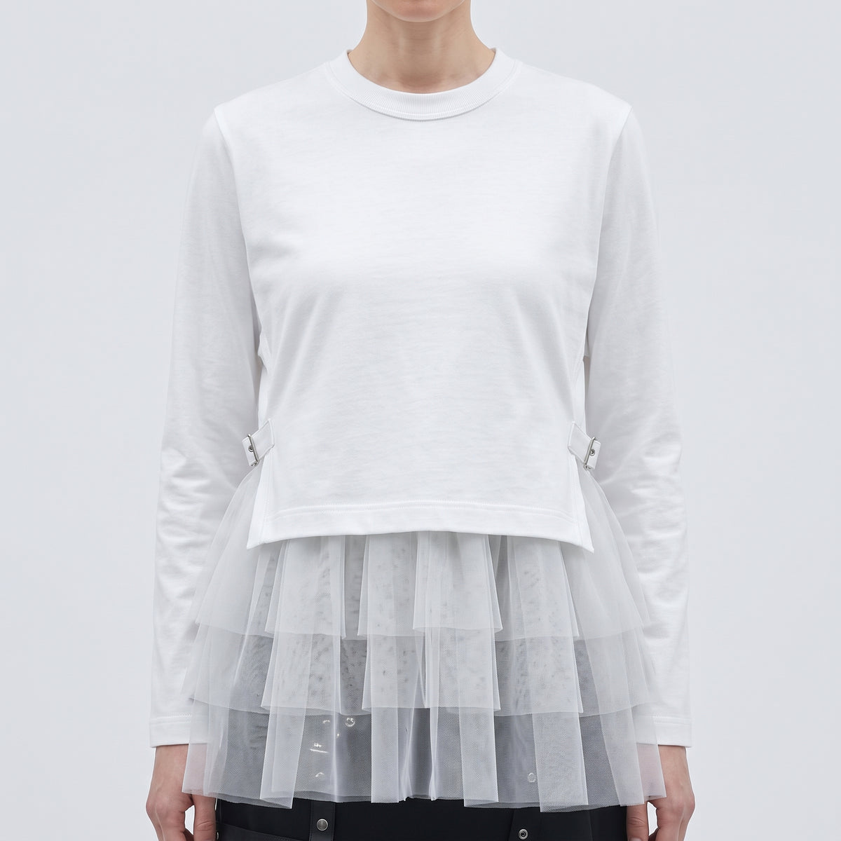Layered Tulle Long Sleeve Top