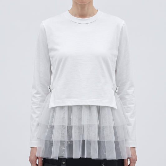 Layered Tulle Long Sleeve Top