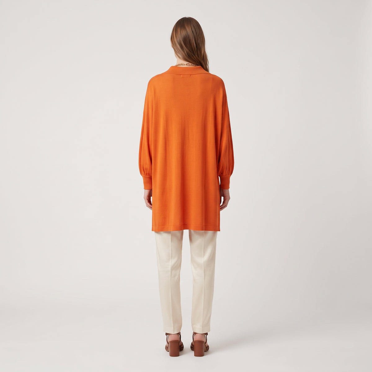 ALBERTA FERRETTI Orange Oversized Knit Polo Top - view 5