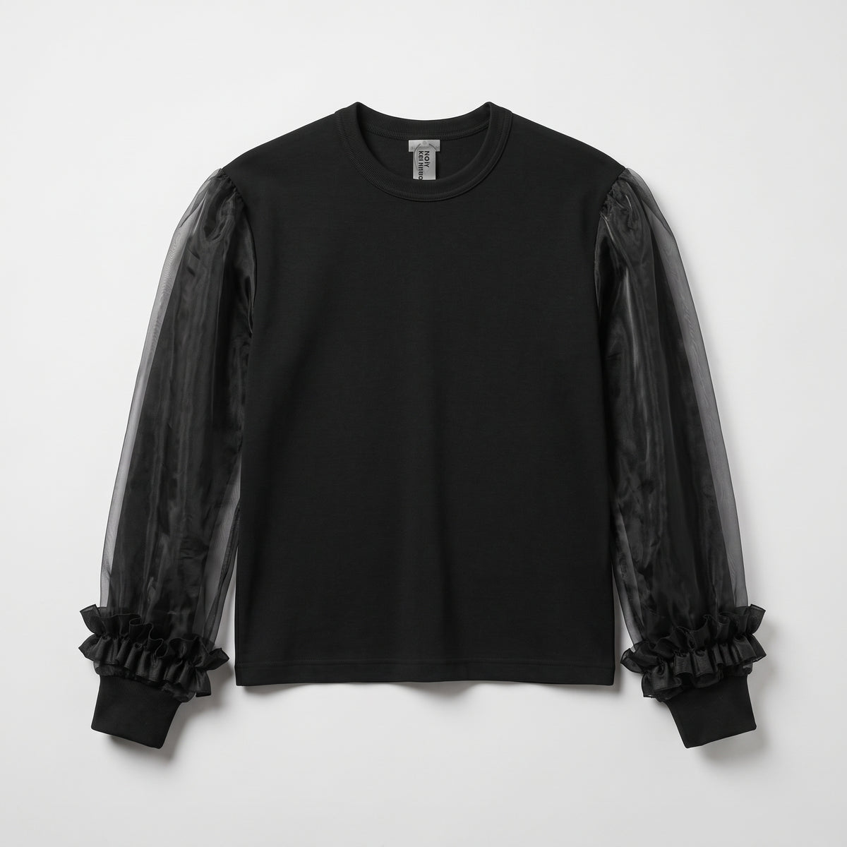Sheer Sleeve Black Pullover