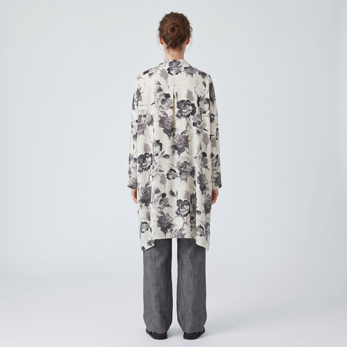 Floral Mandarin Collar Tunic Shirt
