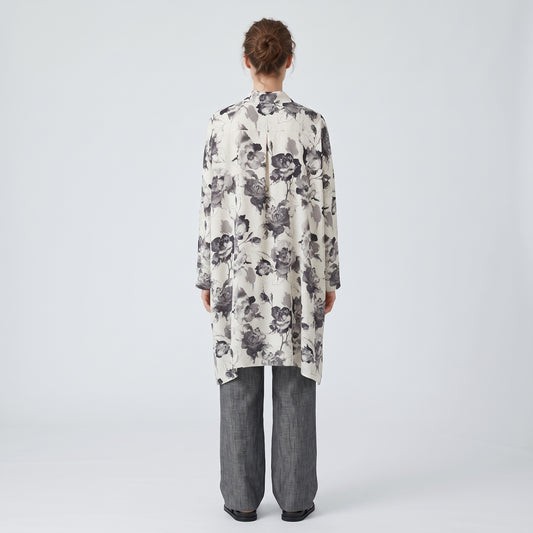 Floral Mandarin Collar Tunic Shirt
