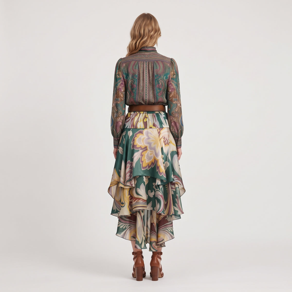 ETRO Floral Tiered Silk Midi Skirt - view 5