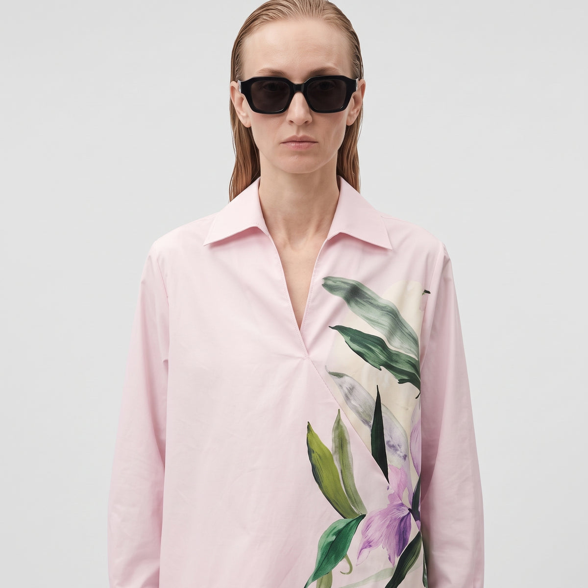 Floral Print Mauve Wrap Blouse